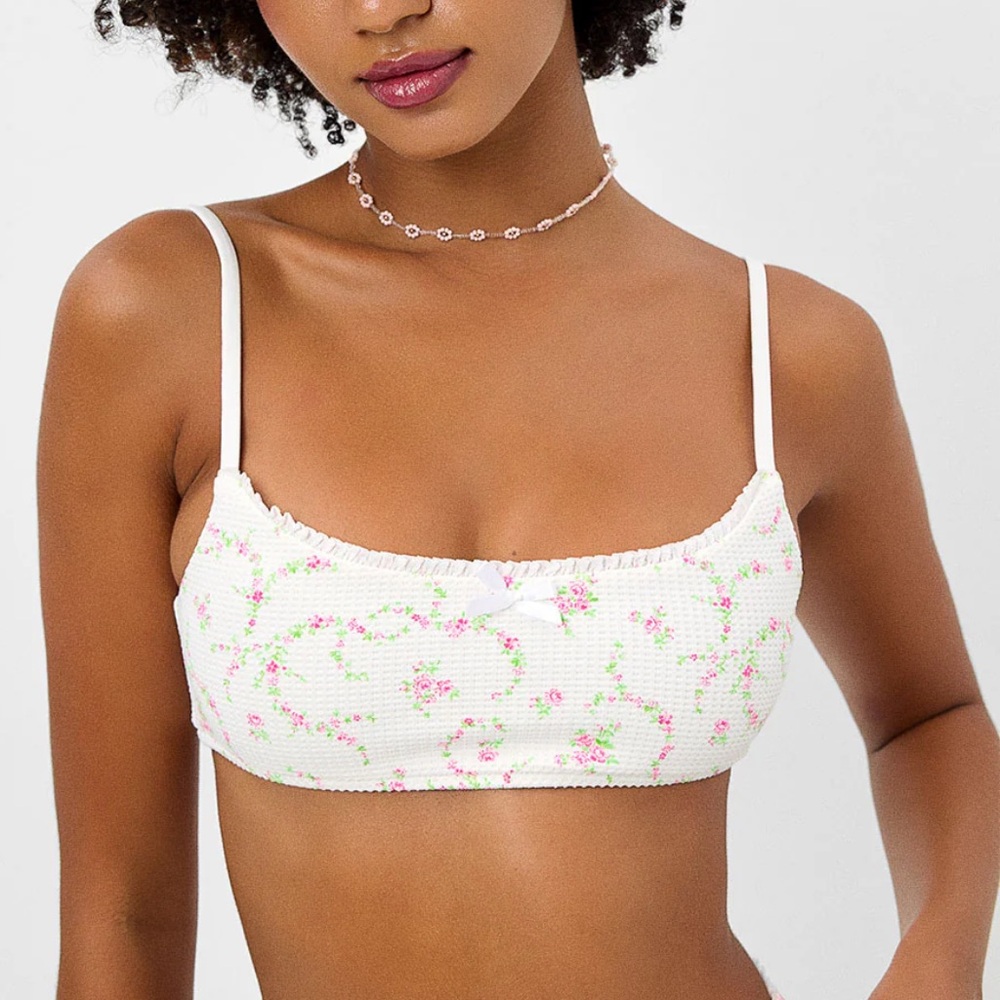 Frankie's Bikinis Dallas Waffle Bralette Bikini Top - Day Lily. Size M. NWT